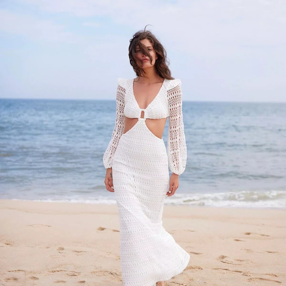 PatBO White Crochet Maxi Dress